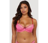 Playful Promises Grace Pink Supportive Plunge Net Bra - Pink - 30DD
