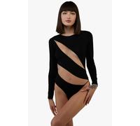 Jasi Sheer Panelled Thong Body Wolf & Whistle Black 18