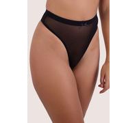 Playful Promises Josie Black Mesh High Waist Thong - Black - 8