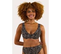 Playful Promises Juliet Leopard Print Mix & Match Fuller Bust Crop Bikini Top - 36E - Polyester, Elastane, Mesh Lining - Leopard Print