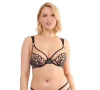 Wolf and Whistle Lilith Black Graphic Embroidery Bra 36FF Black