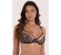 Playful Promises Lilith Black Graphic Embroidery Bra - Black - 40H