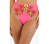 Playful Promises Women's Magda Pink Neon Cocktail Embroidery High Waist Thong | Size: 12 Playful Promises Pink 12