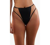 Playful Promises Mix & Match Black High-Waist High-Leg Bikini Bottoms With Nude Inserts - Black - 8