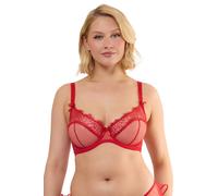 Playful Promises Monica Red Ribbon Slot Lace Bra 40D Red
