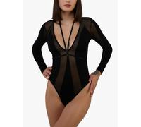 Playful Promises Morgan Black Pannelled Mesh & Micro Plunge Body - Black - 18