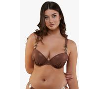 Playful Promises Morgan Bronze Glitter Mix & Match Fuller Bust Plunge Bikini Top - Bronze - 38DD