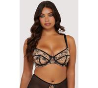 Playful Promises Olivia Black Contrast Embroidery Balconette Bra - Black - 40D