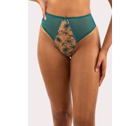 Playful Promises Women's Olivia Contrast Embroidery Thong in Teal | Size: 14