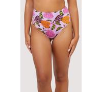Playful Promises Peek & Beau Mix & Match Pink Palm Print High Waisted Bikini Bottom - Pink - 8