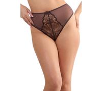 Playful Promises Sierra Brown Embroidery High Waist Thong 14 Brown