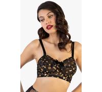 Playful Promises Women's Solar Black & Gold Cosmic Print Bullet Bra | Size: 32E Playful Promises Black 32E