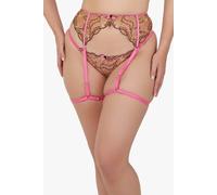 Playful Promises Spank Me Pink And Nude Custom Embroidery Suspender Belt Pink 14