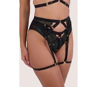 Playful Promises Women's Tabitha Dark Green Wet-Look Lace 'Harness Suspender' | Size: 16 Playful Promises Dark Green 16
