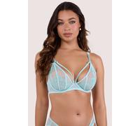 Playful Promises Valerie Aqua Embroidery & Mesh Plunge Bra - Aqua - 34D