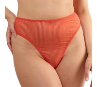 Playful Promises Veronica Red Microstripe High Waist High Leg Brief for Women - Stretch Mesh Underwear with Sculpting Waistband, High Rise Fit and Cotton Gusset