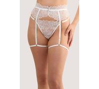 Playful Promises Willow White Floral Embroidery Suspender Belt - White - 16