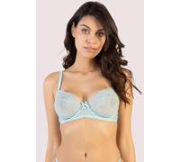 Playful Promises Women's Ayaka Blue Wave Embroidery Balconette Bra | Size: 32B Playful Promises Blue 32B
