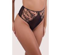 Playful Promises Women's Cassia Black Embroidery High Waist Thong | Size: 12 Playful Promises Black 12