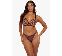 Playful Promises Women's Cassia Wine Custom Embroidery Closed Brief in Red | Size: 18