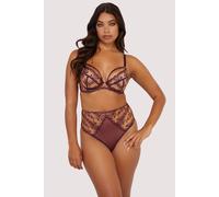 Playful Promises Women's Cassia Wine Custom Embroidery High Waisted Thong in Red | Size: 16