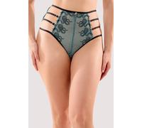 Playful Promises Women's Dakotas Teal & Gold Snake Embroidery High Waist Brief | Size: 16