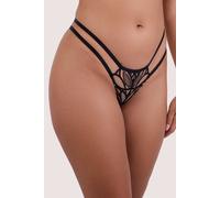 Playful Promises Women's Lilith Black Graphic Embroidery 'Thong' | Size: 10 Playful Promises Black 10