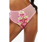 Playful Promises Women's Luna Pastel Embroidery High Waisted Brief in Pink | Size: 12 Playful Promises Pink 12