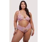 Playful Promises Women's Luna Pastel Embroidery Picot Elastic Plunge Bra in Pink | Size: 34A