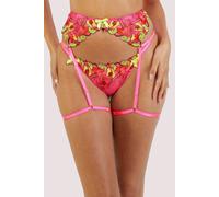 Playful Promises Magda Pink Neon Cocktail Embroidery Suspender Belt 16 Pink