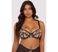 Playful Promises Olivia Black Contrast Embroidery Balconette Bra - Black - 32E