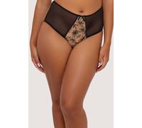 Playful Promises Olivia Black Contrast Embroidery High Waist Brief - Black - 14