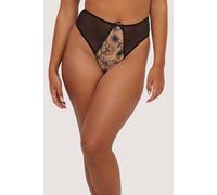Playful Promises Women's Olivia Contrast Embroidery Thong in Black | Size: 12 Playful Promises Black 12