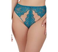Playful Promises Phoebe Teal Eyelash Lace High Waist Thong - Teal - 22