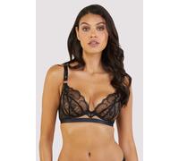 Playful Promises Women's Pip Black Deco Embroidered Caged Plunge Bra | Size: 32F Playful Promises Black 32F