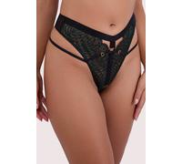 Playful Promises Women's Tabitha Dark Green Wet-Look Lace 'High Waist Thong' | Size: 8 Playful Promises Dark Green 8