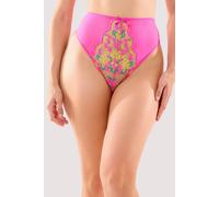 Playful Promises Women's Thea Neon Pink Baroque Embroidery High Waist Thong | Size: 26