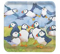 Playful Puffins - Emma Ball Colourful Square Melamine Tray - 29cm