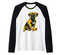 Playful Pug Cartoon Raglan Baseball Tee