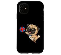 Playful Pug Puppy Soccer Dog Cartoon Fun Case for iPhone 11