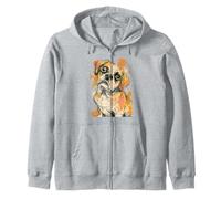Playful Puggle Beagle Pug Mix Sketch Style Dog Design Zip Hoodie