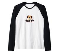 Playful Pup Treat Dispenser Logo for Pet Owners Raglan Baseball Tee, Men, Black/White, XL