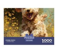 Playful Puppy 1000 Piece Jigsaw Puzzle Paper for Adults Spring Wildflower Field Focus Game Home Decor 52x38cm/1000pcs 52x38cm/1000pcs