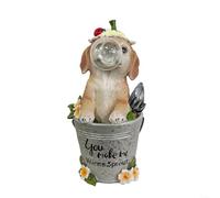 Playful Resin Dog Statue with Solar Powered Bubble Lights and Multicolor LEDs for Outdoor Space Enhancement