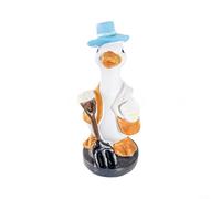 Playful Resin Duck Figurine For Garden Decor Featuring Whimsical Farmer Ducks With Distinct Poses, Outdoor Ornament For Yard Use(A)
