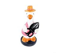 Playful Resin Duck Figurine For Garden Decor Featuring Whimsical Farmer Ducks With Distinct Poses, Outdoor Ornament For Yard Use(D)