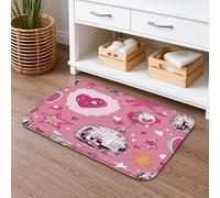 Playful Retro Disco Ball Bath Mat, Peach Heart Stars Absorbent Non Slip Shower Mat, Fun Decorative Washable Bath Rugs for Bathroom Toilet Restroom 16x24 Inch