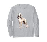 Playful Saluki Dog Illustration Art Long Sleeve T-Shirt