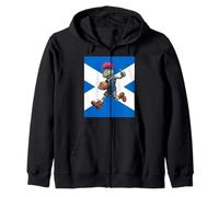 Playful Scottish Thistle Rugby Illustration Zip Hoodie