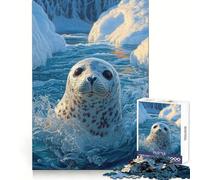 Playful Seal in Icy Arctic Waters - Stunning Wildlife Art 1000 Piece Jigsaw Puzzles for Adults Improve Memory Anxiety Relief Sharp Edge Wall Art Decor (38x52cm)